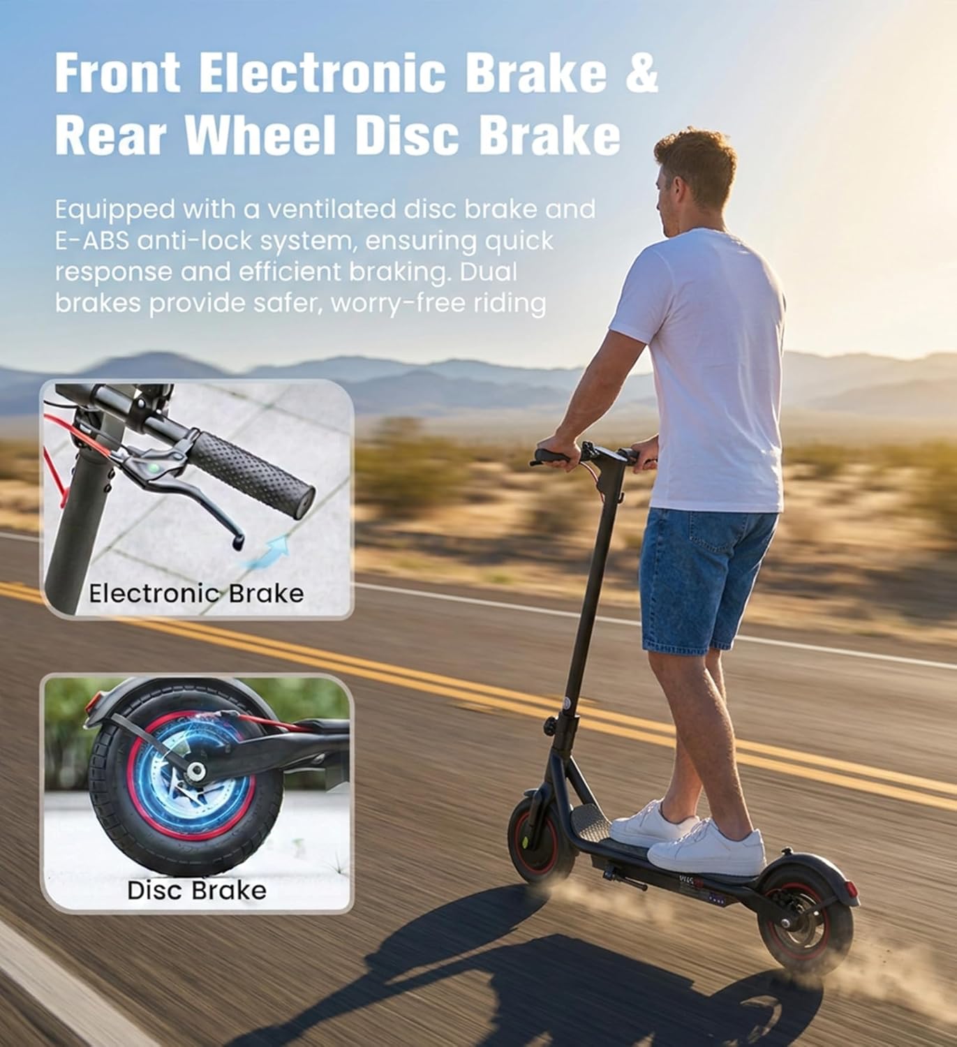 Electric Scooter, 23 Miles, 22 MPH Top Speed Electric Scooter for Adults, 500W Powerful Motor,10"/8.5" Pneumatic Tires Commuting Scooter, Foldable Escooter for Commuting & Campus Use - Image 9