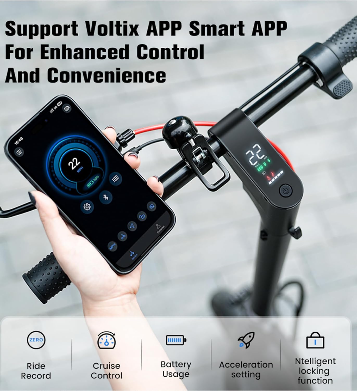 Electric Scooter, 23 Miles, 22 MPH Top Speed Electric Scooter for Adults, 500W Powerful Motor,10"/8.5" Pneumatic Tires Commuting Scooter, Foldable Escooter for Commuting & Campus Use - Image 2