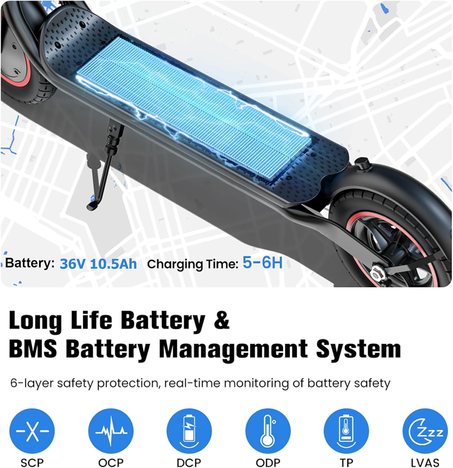 Electric Scooter, 23 Miles, 22 MPH Top Speed Electric Scooter for Adults, 500W Powerful Motor,10"/8.5" Pneumatic Tires Commuting Scooter, Foldable Escooter for Commuting & Campus Use - Image 4