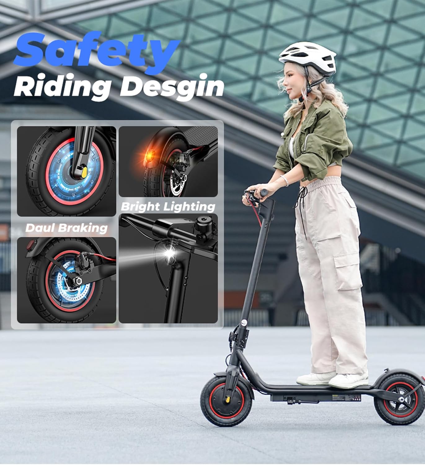 Electric Scooter, 23 Miles, 22 MPH Top Speed Electric Scooter for Adults, 500W Powerful Motor,10"/8.5" Pneumatic Tires Commuting Scooter, Foldable Escooter for Commuting & Campus Use - Image 6
