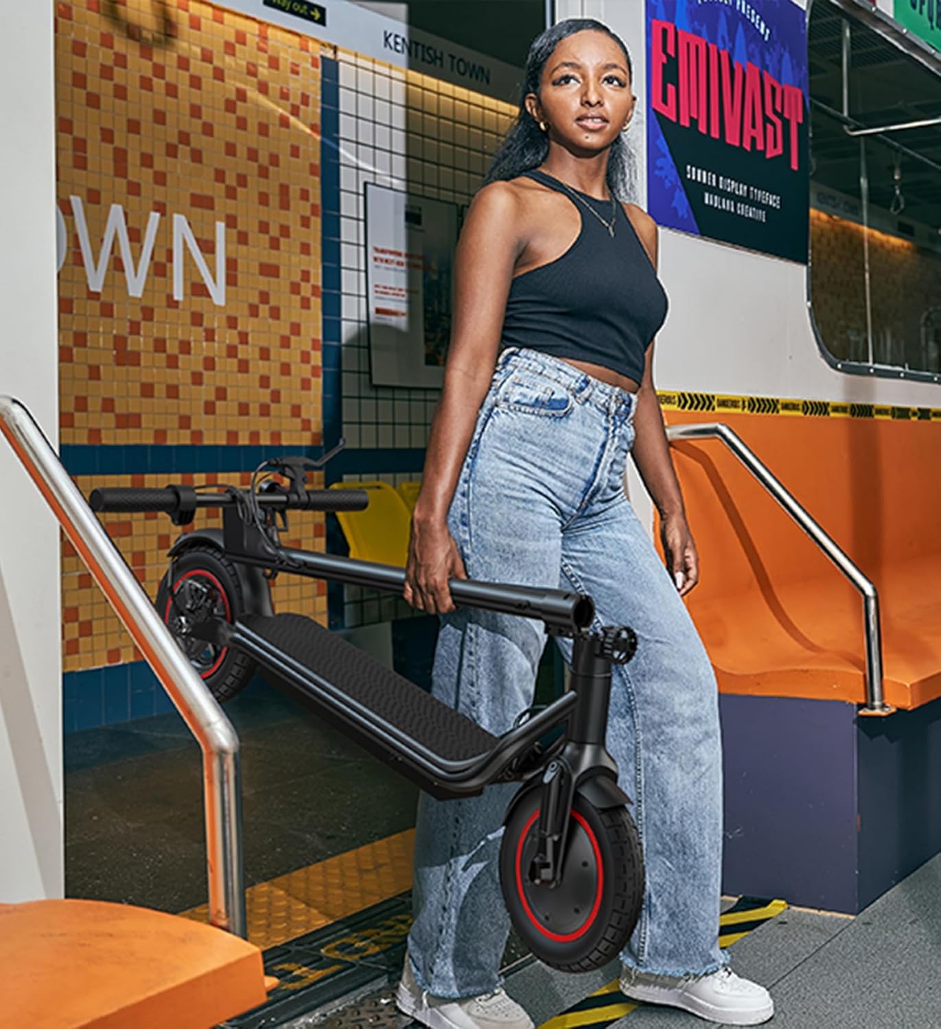 Electric Scooter, 23 Miles, 22 MPH Top Speed Electric Scooter for Adults, 500W Powerful Motor,10"/8.5" Pneumatic Tires Commuting Scooter, Foldable Escooter for Commuting & Campus Use - Image 8